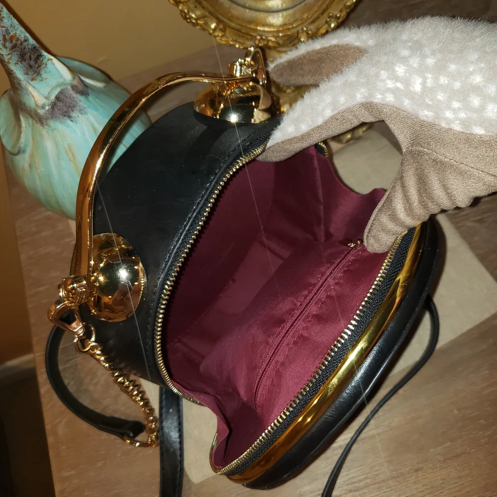 Quartz Retro Gold Clock Handbag w/ Crossbody Strap